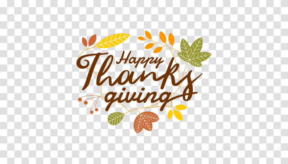 Happy Thanksgiving Logo, Label, Plant, Handwriting Transparent Png