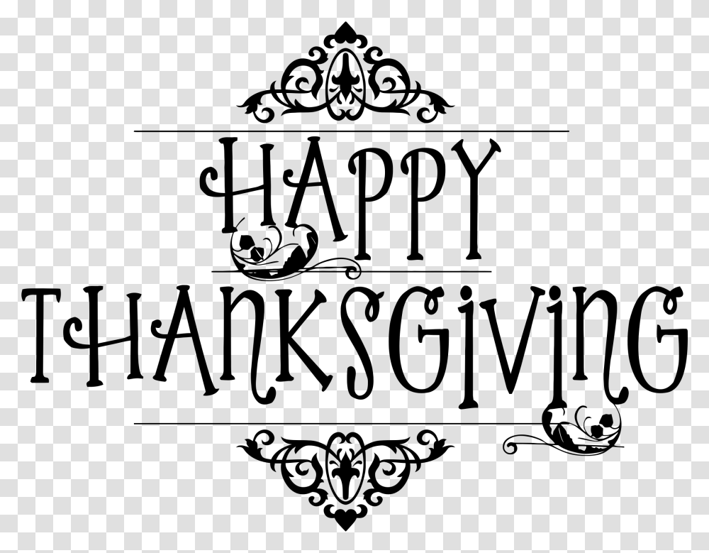 Happy Thanksgiving Typography Black No Background Clip Thanksgiving Black And White, Gray Transparent Png