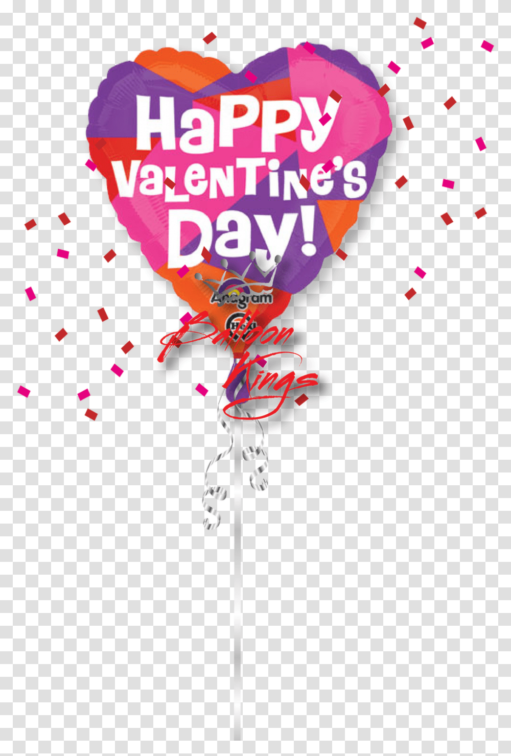 Happy Valentines Day Color Block Heart, Balloon, Paper, Confetti, Poster Transparent Png