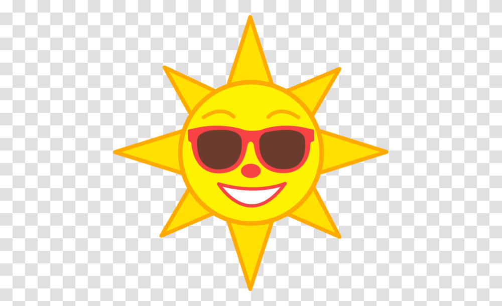 Happy Yellow Sun Wearing Shades, Nature, Outdoors, Sky, Star Symbol Transparent Png