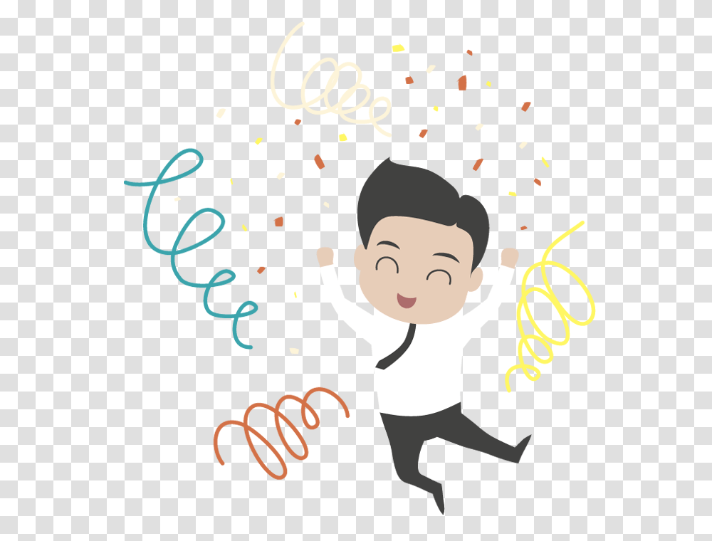 Happy Young Cartoon Businessman Jumping, Paper, Poster, Advertisement Transparent Png