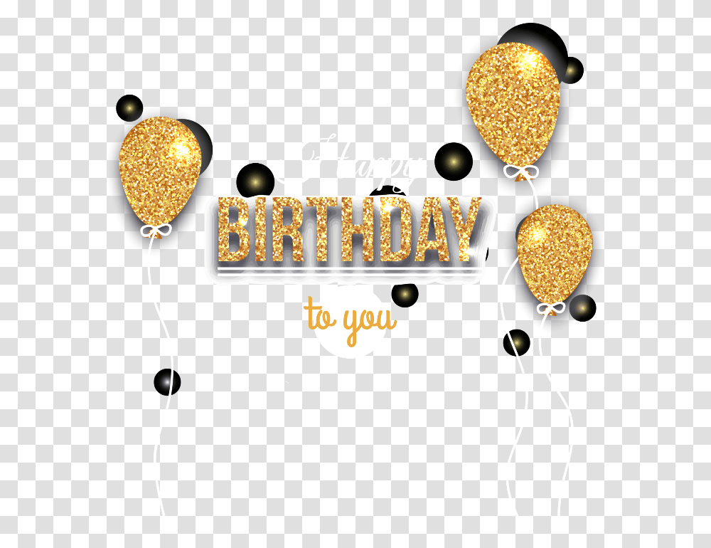 Happybirthday Birthday Balloons Golden Black Commemoration Illustration, Plant, Label, Land Transparent Png