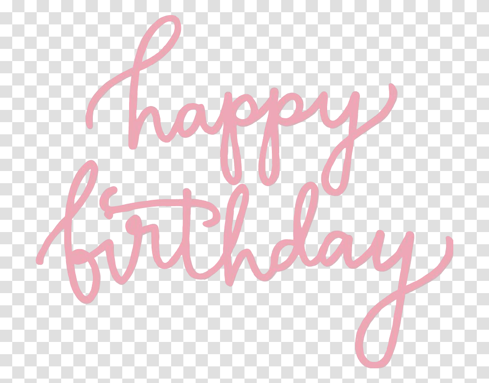 Happybirthday Happyday Birthday Pink Words Sticker Happy Birthday Calligraphy Pink, Handwriting, Alphabet, Signature Transparent Png