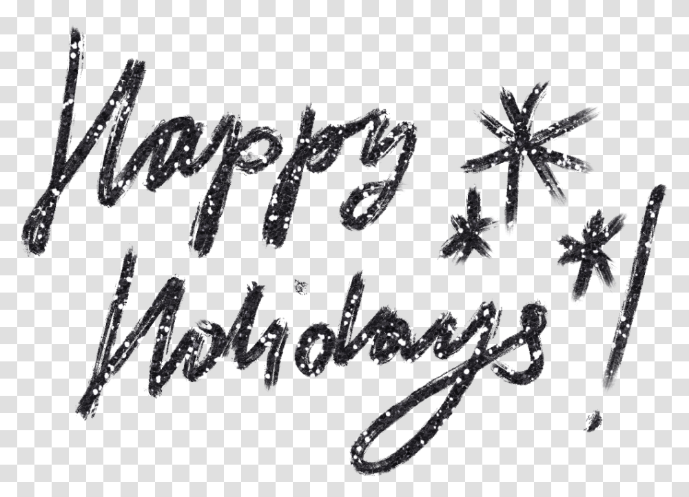 Happyholidays Happy Holidays Glitter Black Text Calligraphy, Crystal, Accessories, Accessory, Snowflake Transparent Png