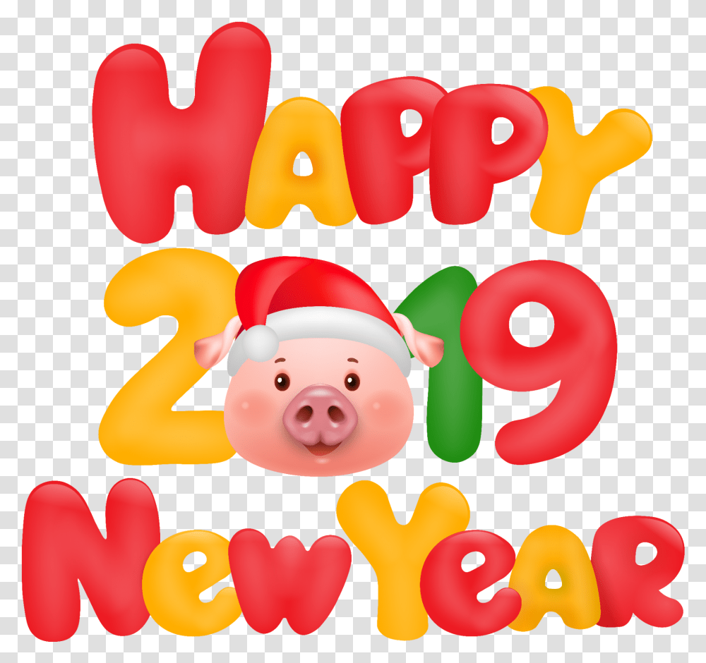 Happynewyear 2019 Christmas Pig Emoji, Number, Alphabet Transparent Png