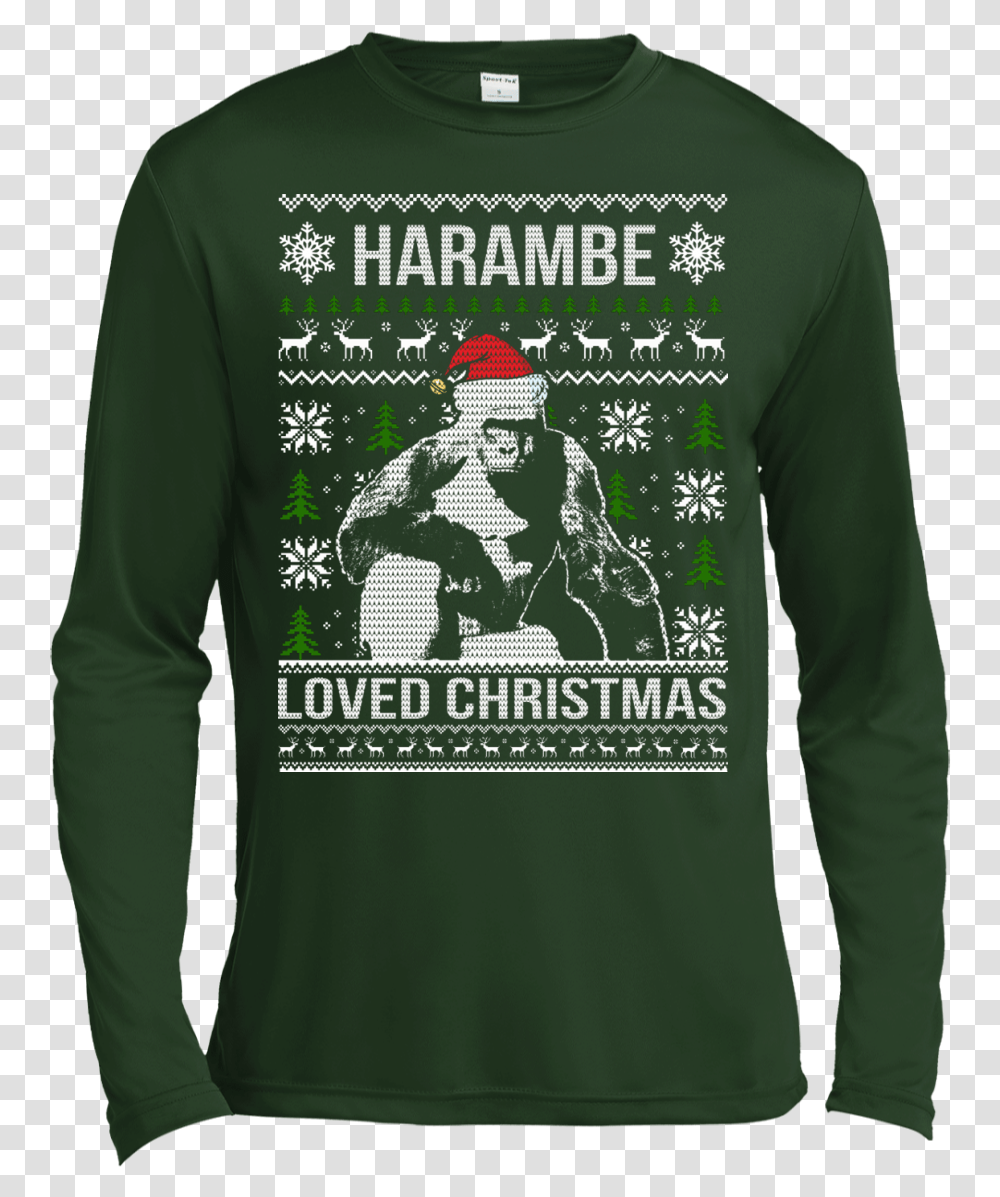 Harambe Loved Christmas Sweater Shirt Hoodie, Sleeve, Long Sleeve, Sweatshirt Transparent Png