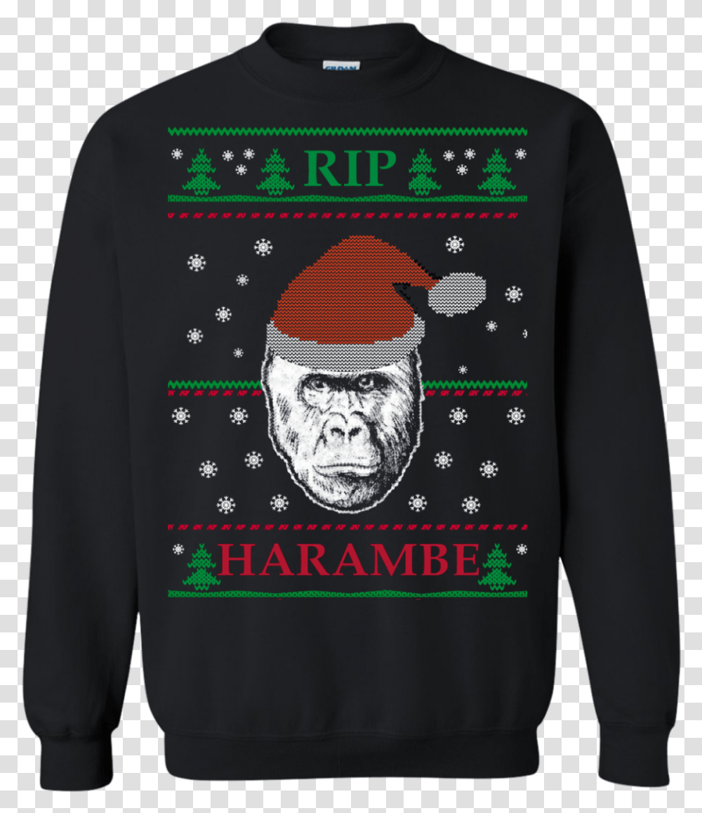 Harambe Rip Christmas Sweater T Shirt Christmas Sweaters With Teeth, Apparel, Sleeve, Long Sleeve Transparent Png