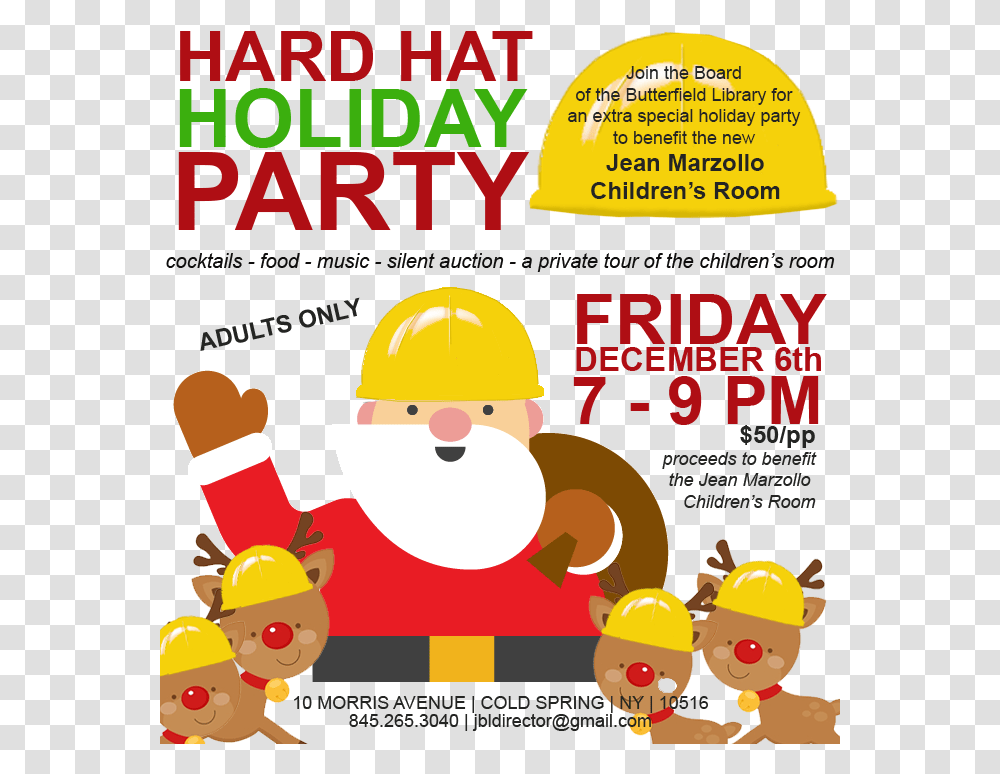 Hard Hat Holiday Party Cartoon, Poster, Advertisement, Flyer, Paper Transparent Png