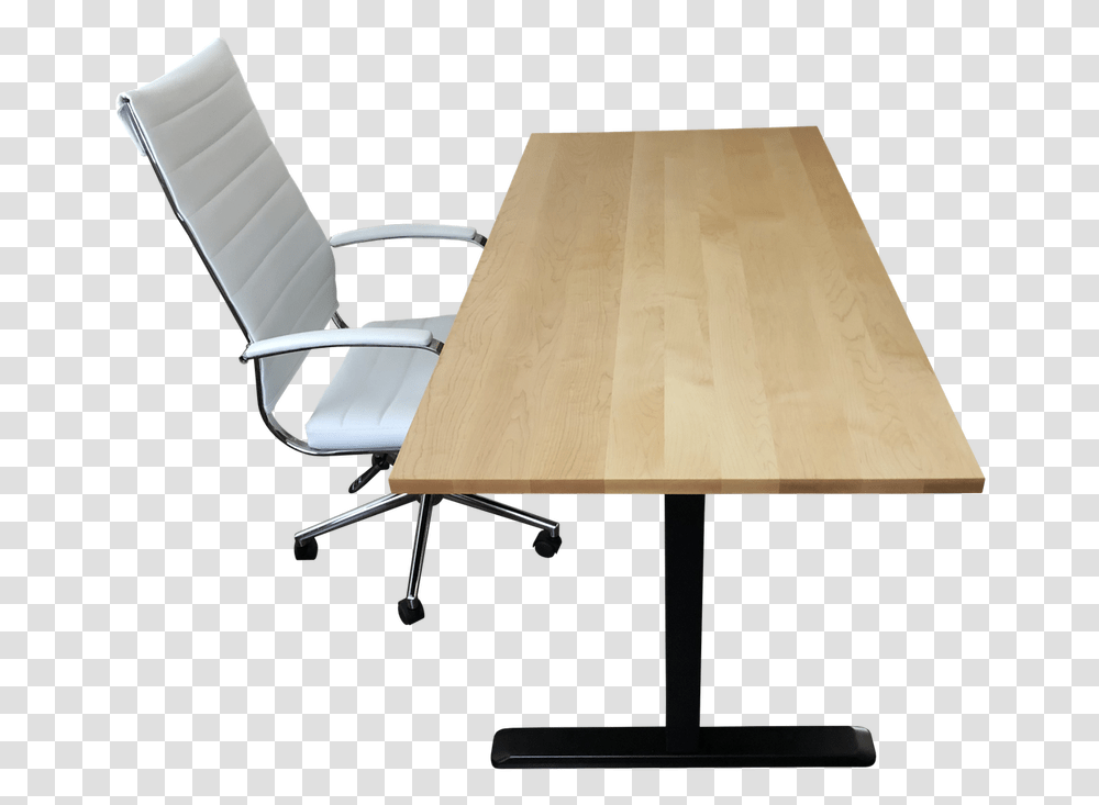 Hard Maple Desk Top With Standing Desk Frame And Chair Desk, Tabletop, Furniture, Plywood, Lamp Transparent Png