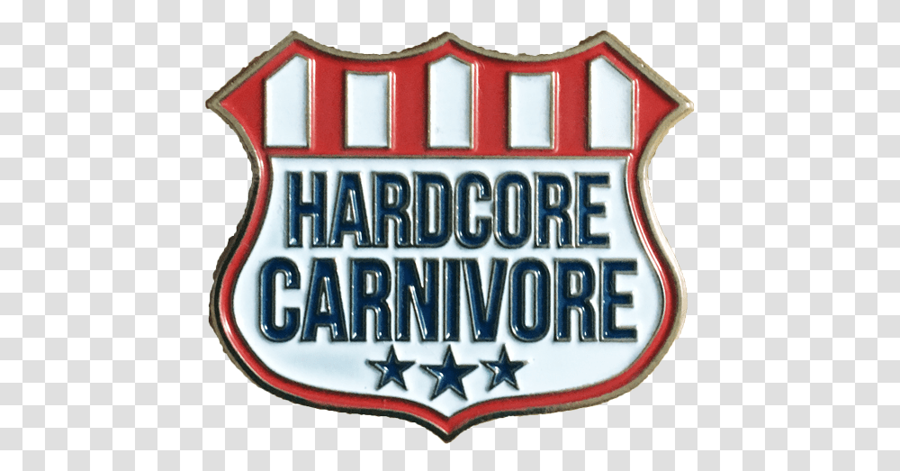 Hardcore Carnivore Shield Logo Enamel Pin Emblem, Symbol, Trademark, Badge Transparent Png