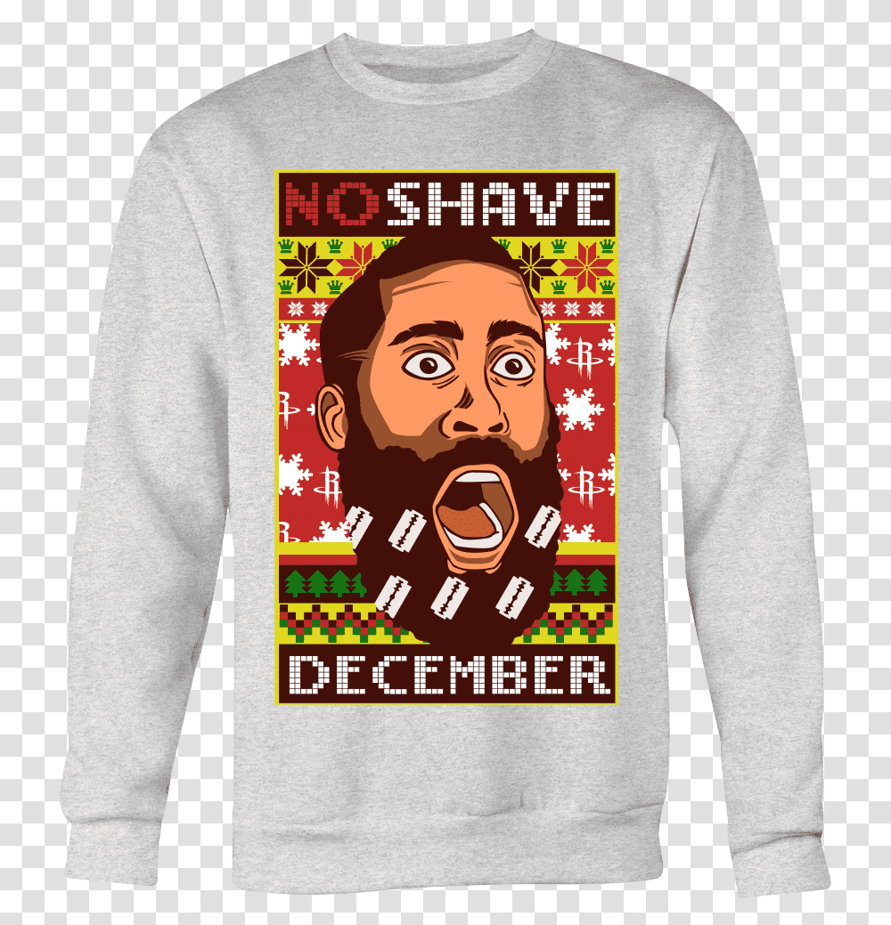 Harden No Shave December Ugly Christmas Sweater James Harden Christmas Sweater, Clothing, Apparel, Sleeve, Long Sleeve Transparent Png