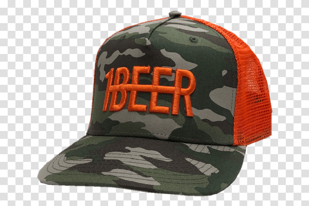 Hardy Camo And Orange Beer Hat Military Camouflage, Clothing, Apparel, Baseball Cap Transparent Png