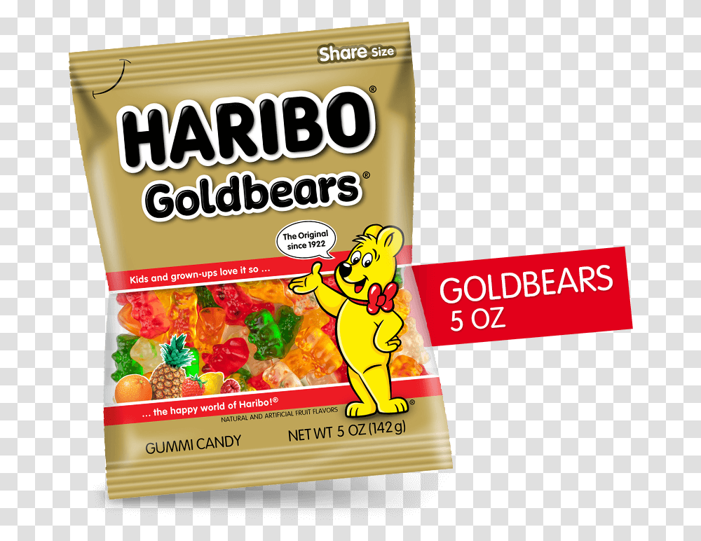 Haribo Goldbears 5 OzTitleClass Product Packshot Haribo Gold Bears, Food, Gum, Candy Transparent Png
