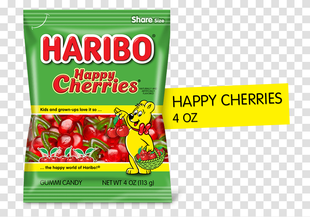 Haribo Happy Cherries 4 OzTitleClass Product Haribo Cherry Gummy Bears, Food, Plant, Flyer, Poster Transparent Png