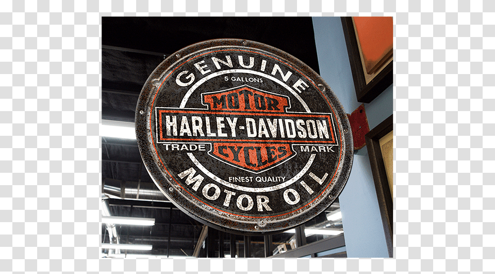 Harley Davidson Metal Shop Sign, Logo, Trademark, Emblem Transparent Png