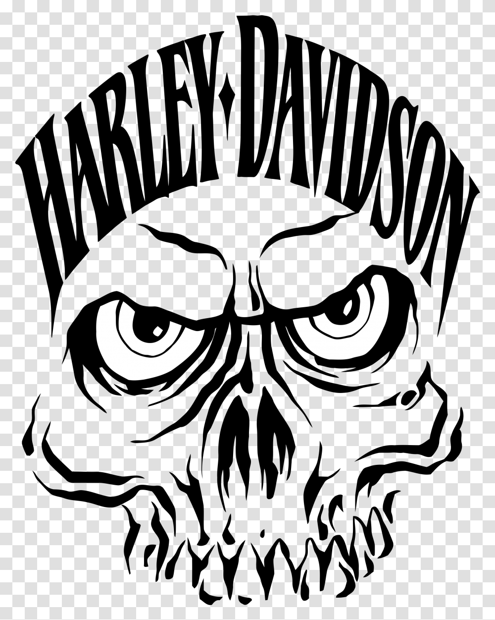 Harley Davidson Skull Skull Harley Davidson Logo Vector, Stencil, Pet, Animal, Silhouette Transparent Png