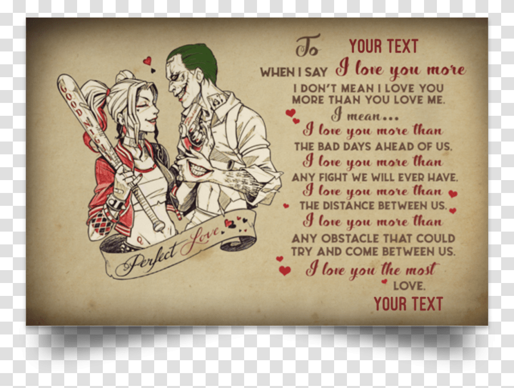 Harley Quinn And Joker Love Poster, Label, Person, Skin Transparent Png