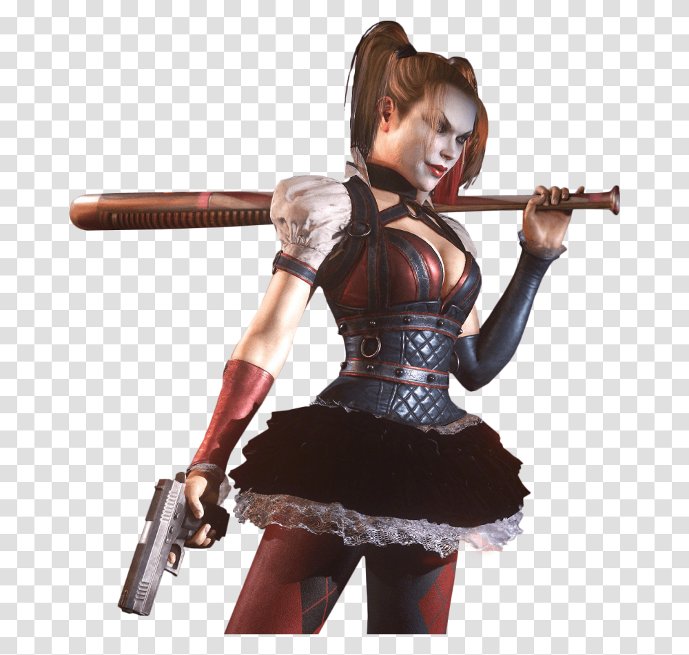 Harley Quinn Arkham Knight Image, Person, Costume, Sport Transparent Png