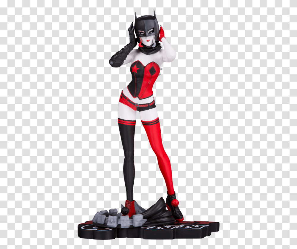 Harley Quinn Red White Amp Black Statue Clipart Harley Quinn Red Black And White Statue, Costume, Person, Toy Transparent Png