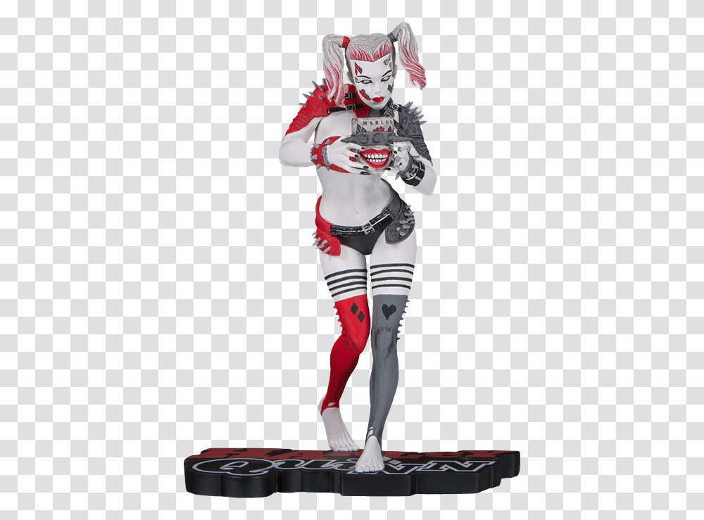 Harley Quinn Red White Amp Black Statue, Costume, Performer, Person, Clown Transparent Png
