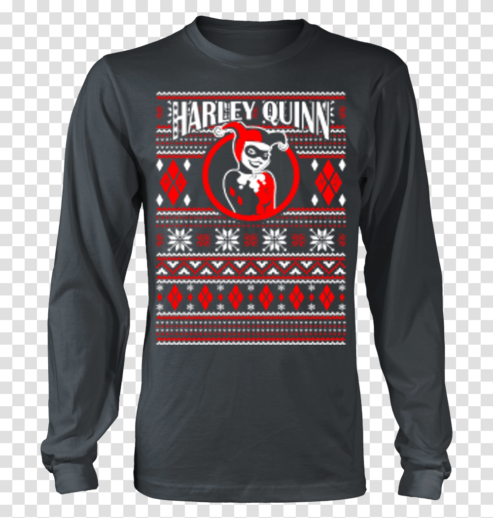 Harley Quinn Ugly Christmas Sweater Xmas Bon Iver Band Tshirt, Sleeve, Apparel, Long Sleeve Transparent Png