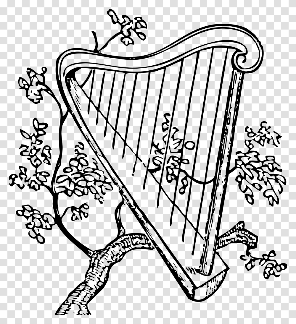 Harp And Branch Clip Arts Harp Coloring Page, Gray, World Of Warcraft Transparent Png