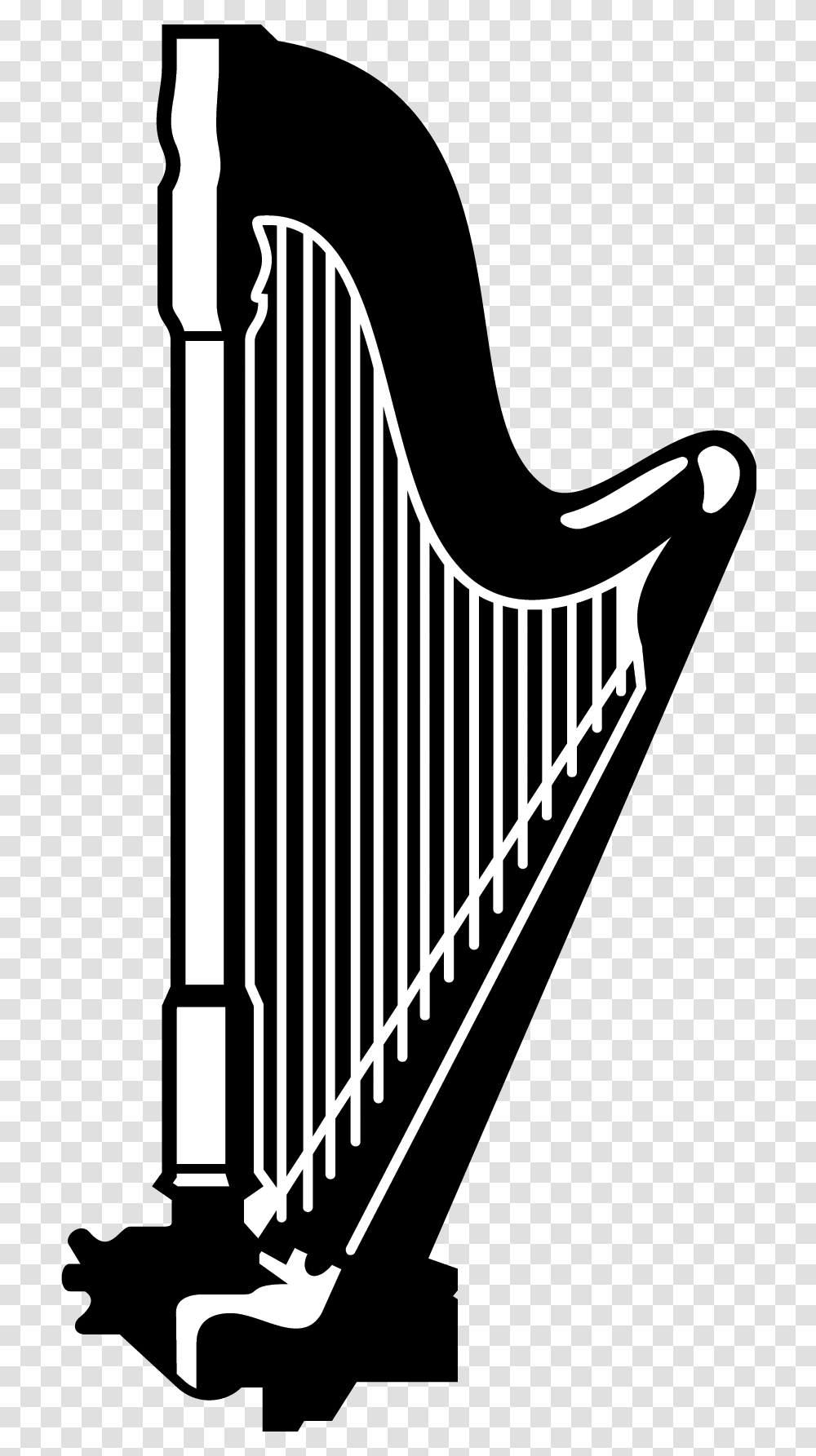 Harp Clipart Black And White Black And White Harp, Musical Instrument, Bow, Lyre, Leisure Activities Transparent Png