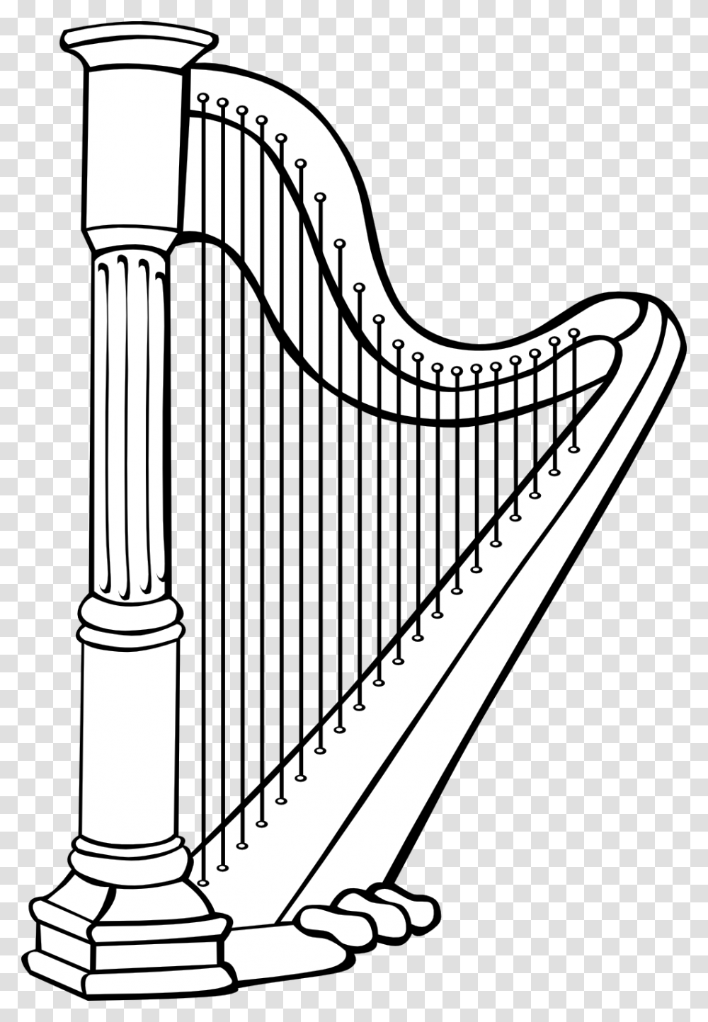 Harp Clipart Black And White, Musical Instrument, Staircase, Lyre, Leisure Activities Transparent Png