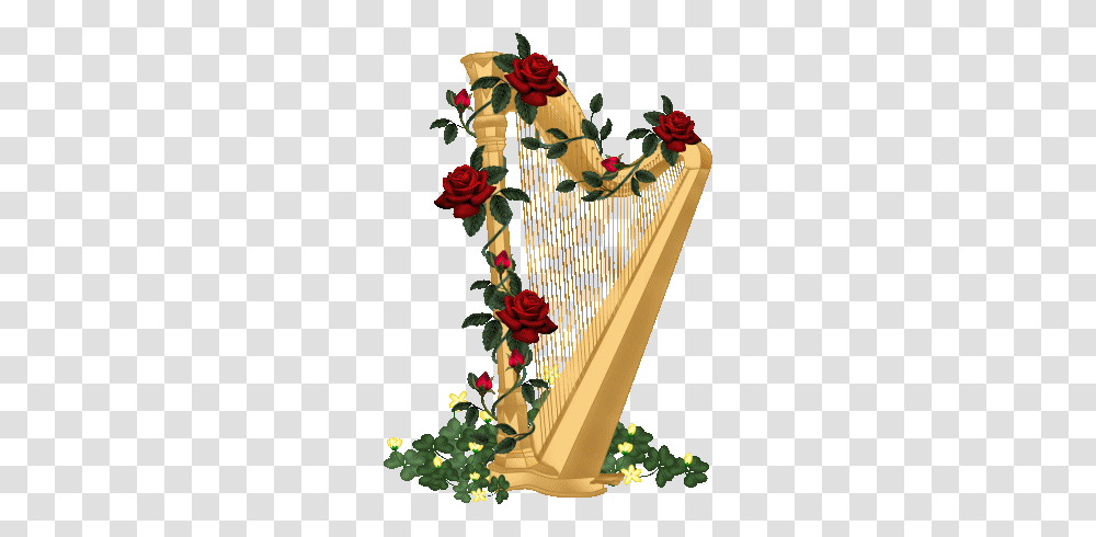 Harp With Roses, Musical Instrument, Plant, Flower, Blossom Transparent Png