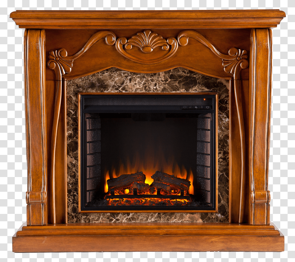 Harper Blvd Walnut Electric Fireplace Mantel Infrared Fireplace, Indoors, Hearth Transparent Png