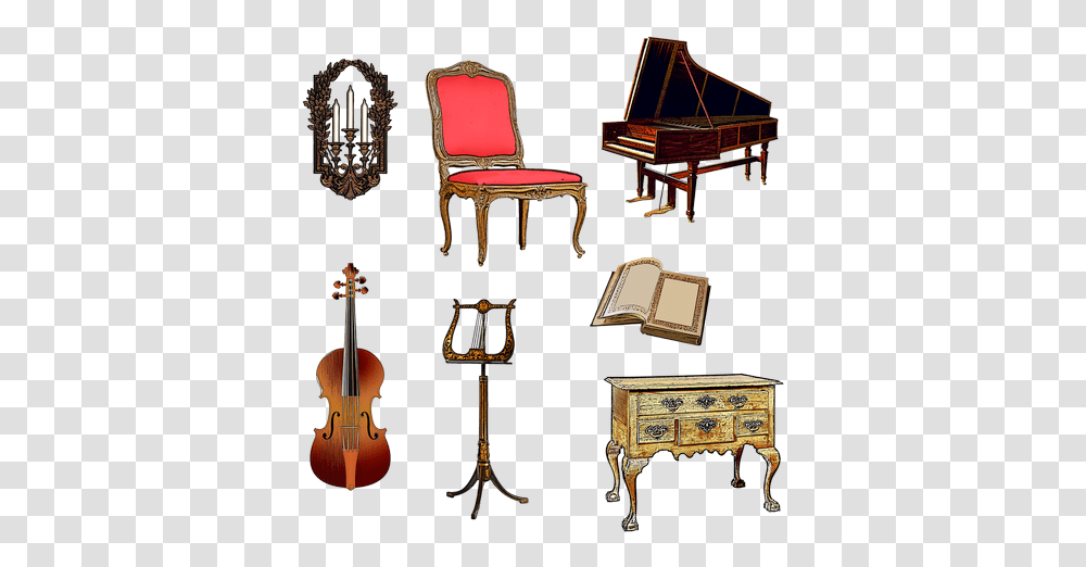 Harpsichord Violin Music Stand Images - Free Harpsichord, Furniture, Chair, Leisure Activities, Musical Instrument Transparent Png