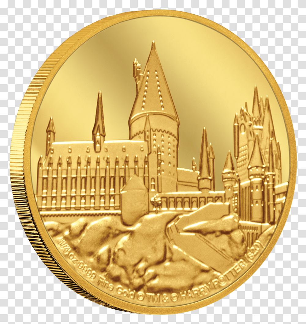 Harry Potter Hogwarts Castle 14oz Gold Coin Harry Potter Gold Coin, Money, Chandelier Transparent Png