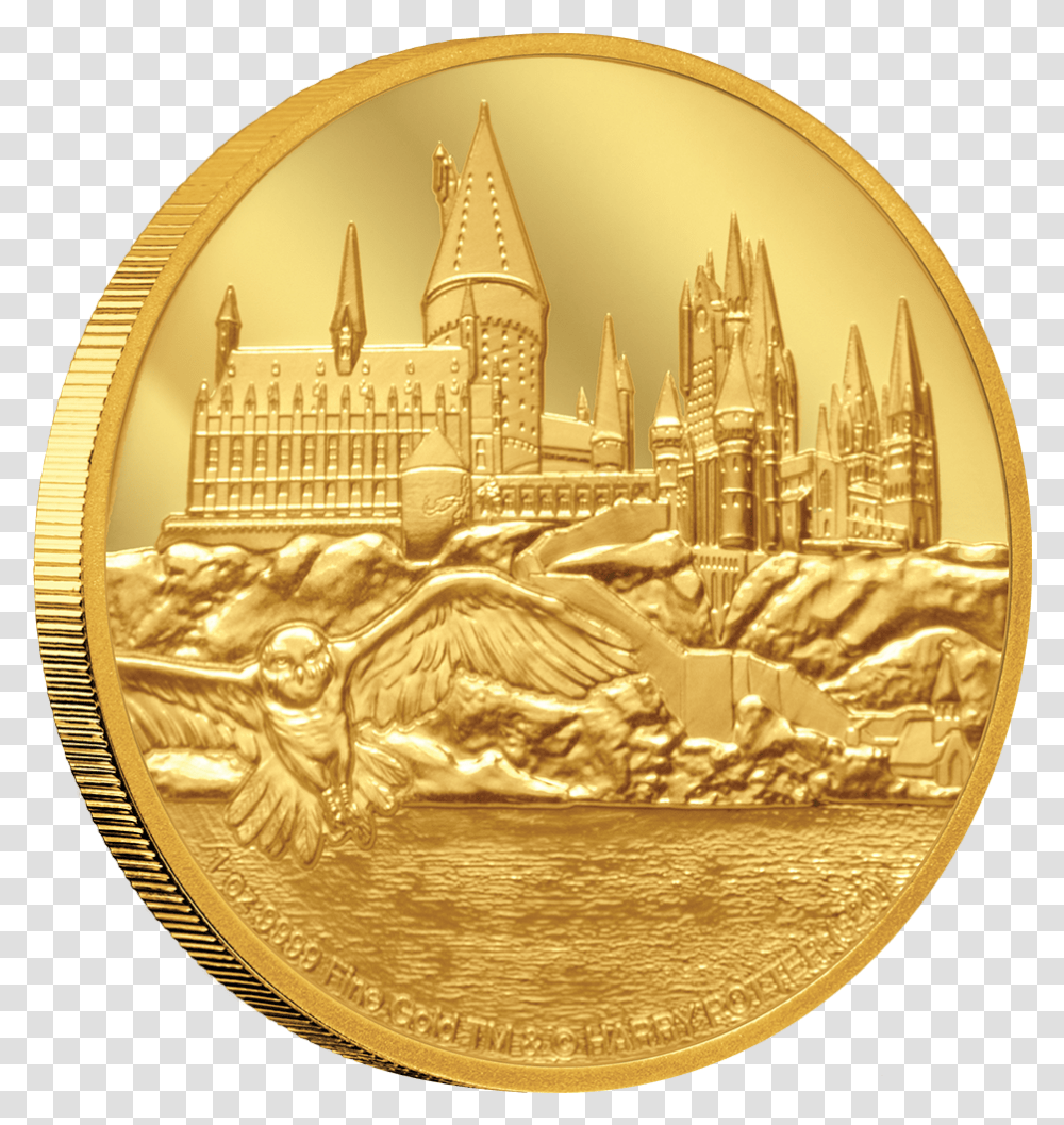 Harry Potter Hogwarts Castle 1oz Gold Coin Goldmnze Harry Potter, Money, Chandelier, Lamp Transparent Png