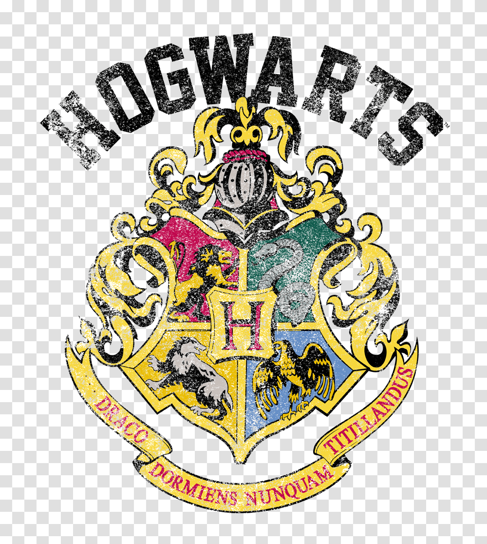 Harry Potter Hogwarts Crest Mens Regular Fit T Shirt, Emblem, Logo, Trademark Transparent Png