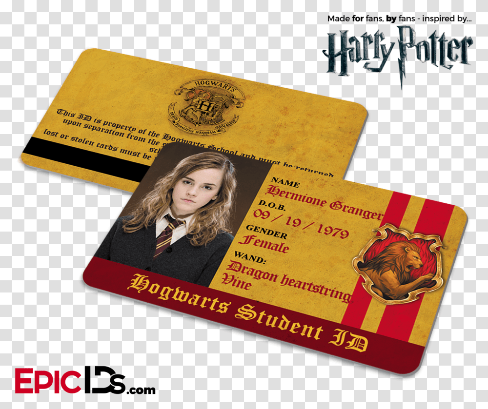 Harry Potter Inspired Hogwarts Student Id Harry Potter Id Card, Person, Human, Paper Transparent Png