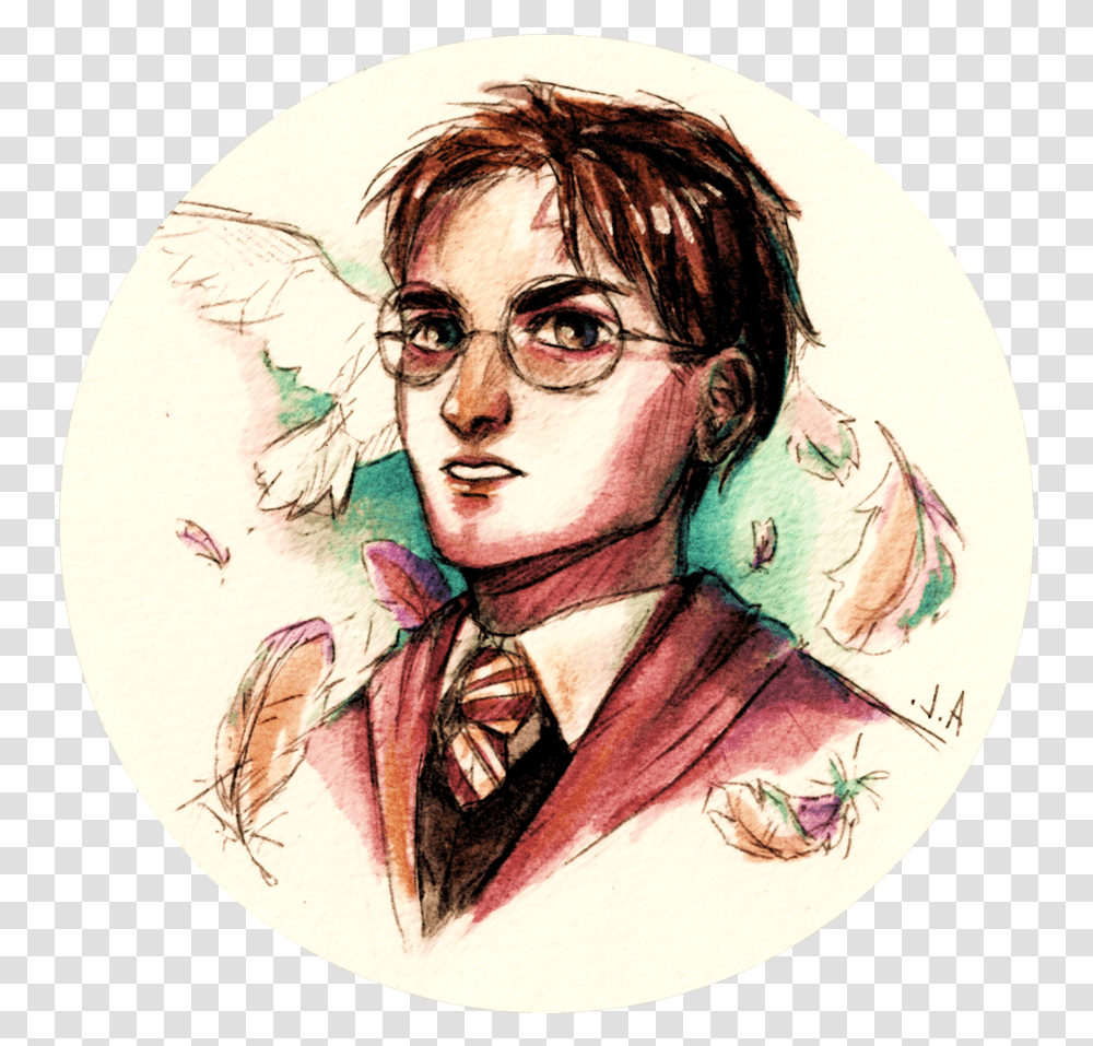 Harry Potter Watercolor Painting Fan Art Harry Potter Illustration, Person, Human, Face, Glasses Transparent Png