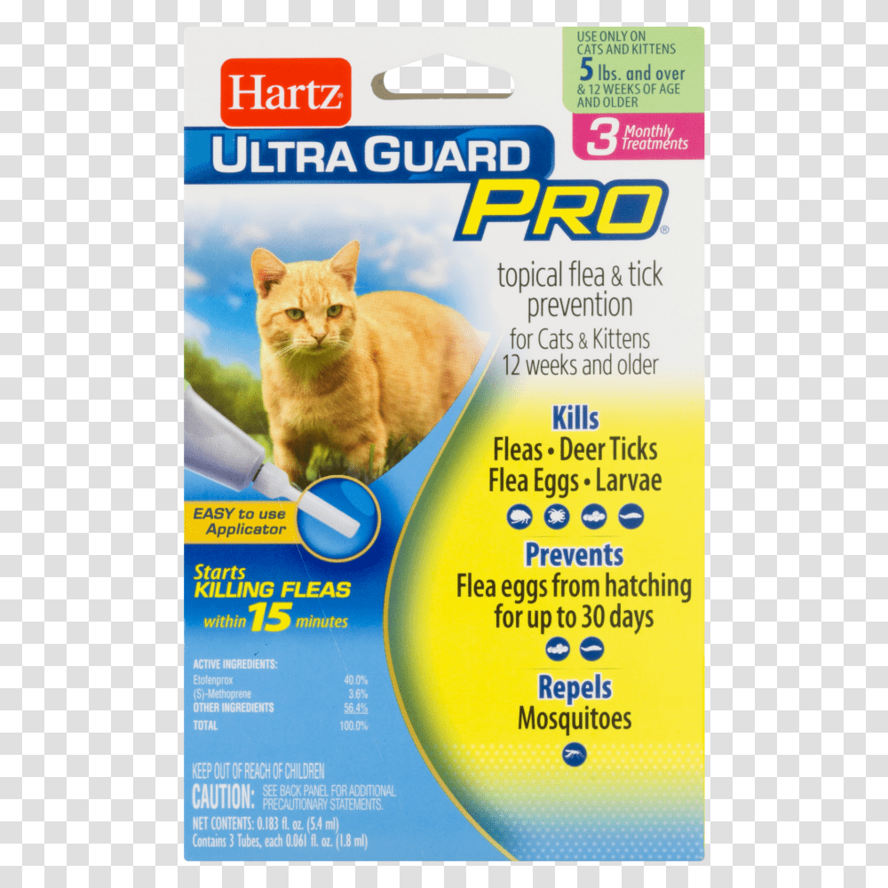 Hartz Ultraguard Pro Flea And Tick Cat Treatment Monthly, Advertisement, Poster, Pet, Mammal Transparent Png