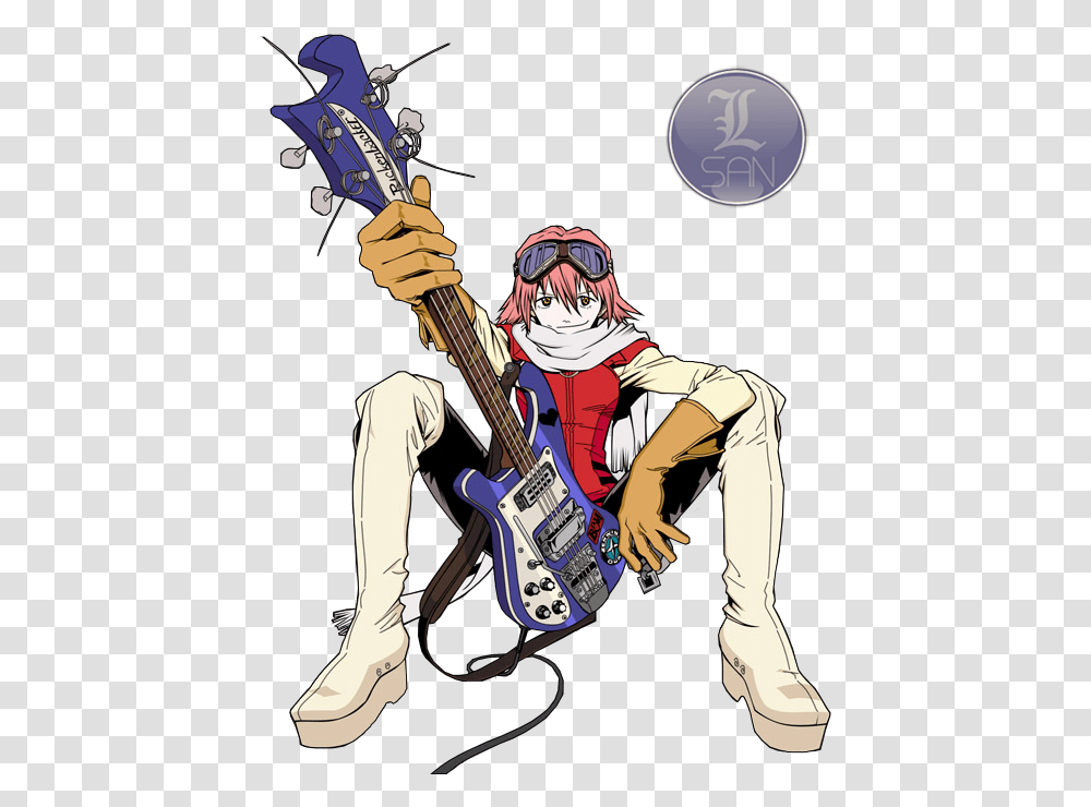 Haruko Haruhara Flcl Guitar Anime Art Haruko Flcl, Leisure Activities, Musical Instrument, Person, Human Transparent Png