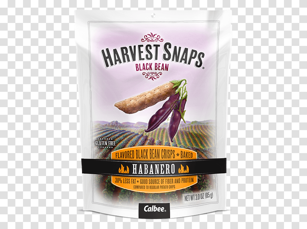 Harvest Snaps Habanero Black Bean Crisps Harvest Snaps Black Bean, Advertisement, Poster, Hot Dog, Food Transparent Png