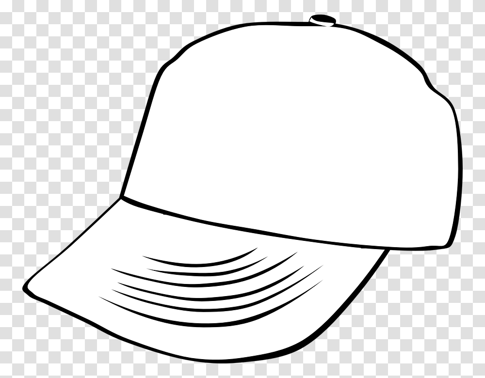 Hat Cap Ballcap Outline Blank Brim Visor White Animasi Topi Hitam Putih, Apparel, Baseball Cap, Sun Hat Transparent Png