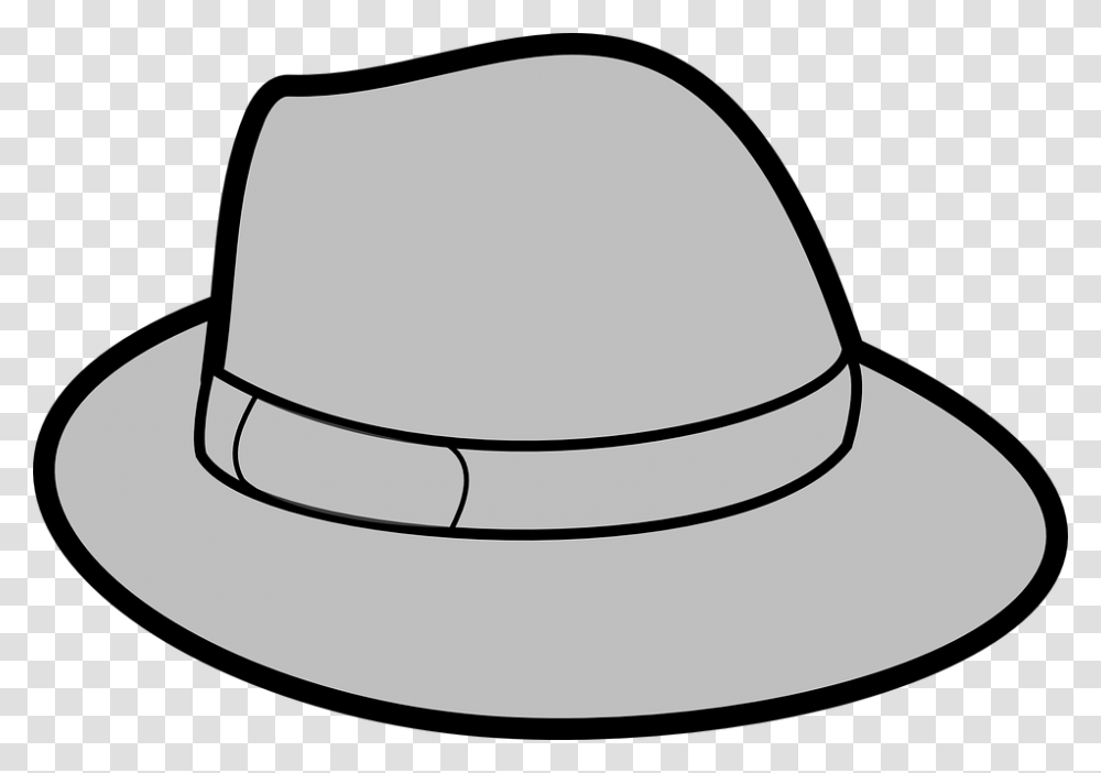 Hat Grey Gray Trilby Headwear Crooner Gangster Hat Black And White Clip Art, Apparel, Sun Hat, Baseball Cap Transparent Png