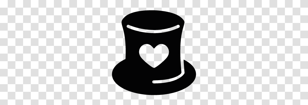 Hat Heart Silhouette Silhouette Of Hat Heart, Apparel, Cylinder, Tin Transparent Png