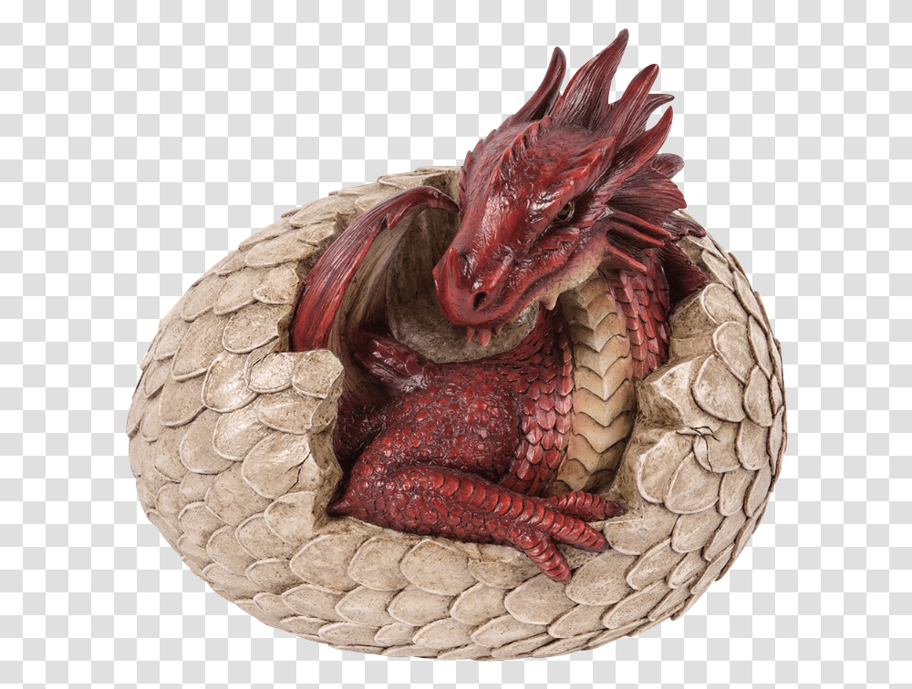 Hatching Red Dragon Egg Statue Dragon, Chicken, Poultry, Fowl, Bird Transparent Png