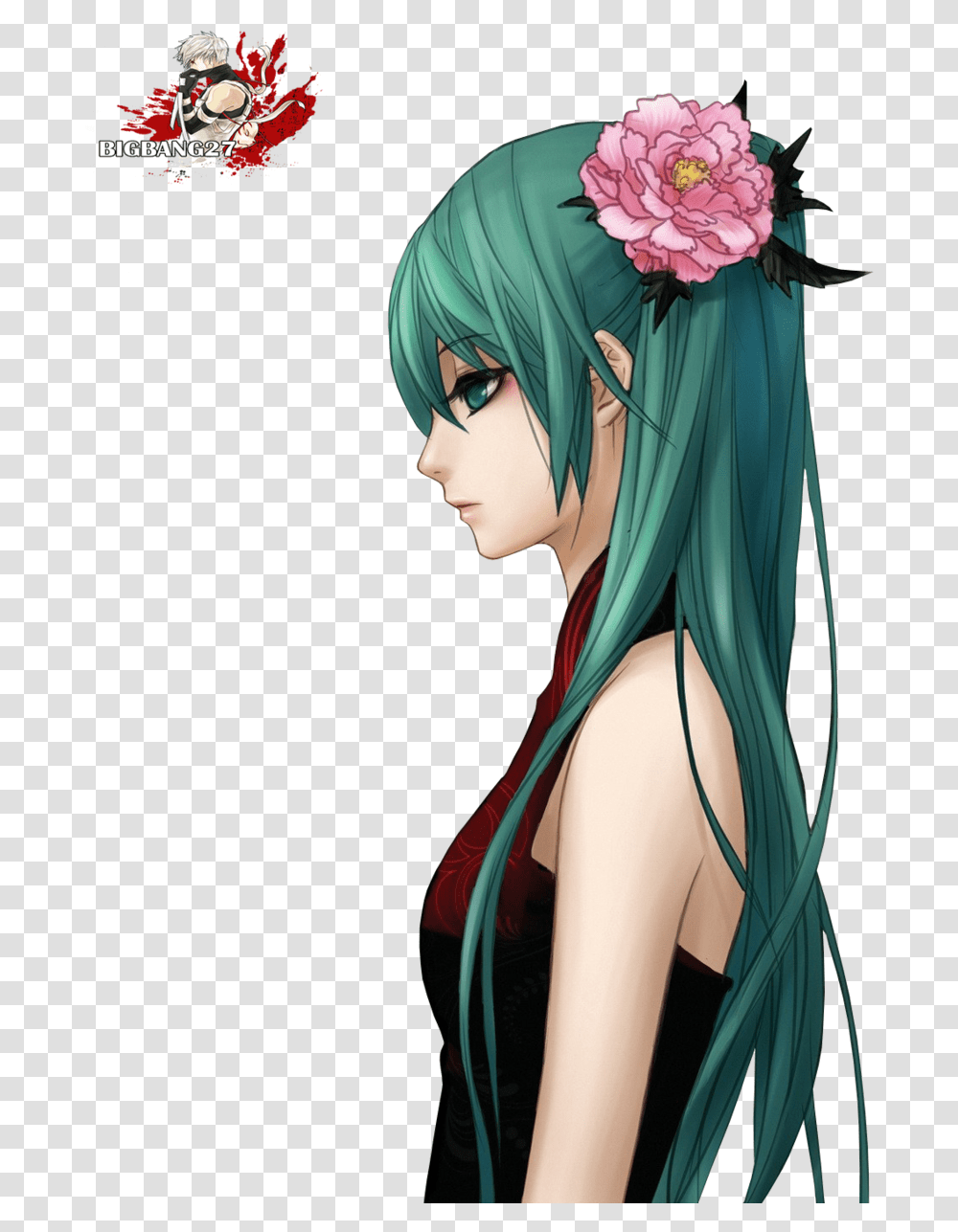 Hatsune Miku Cool Anime Girl With Green Hair, Manga, Comics, Book, Plant Transparent Png