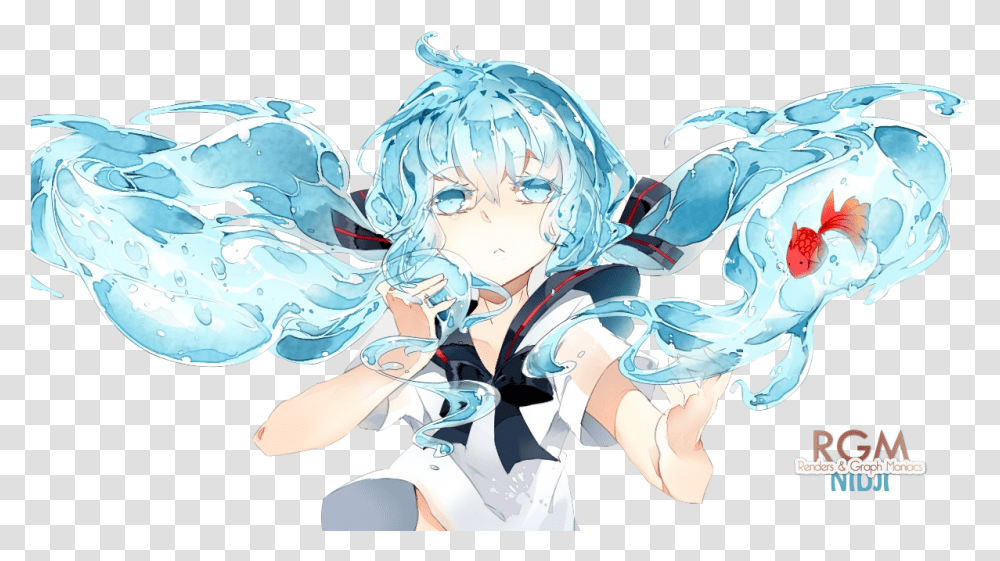 Hatsune Miku Vocaloid Anime Hatsune Miku Water, Comics, Book, Manga, Person Transparent Png