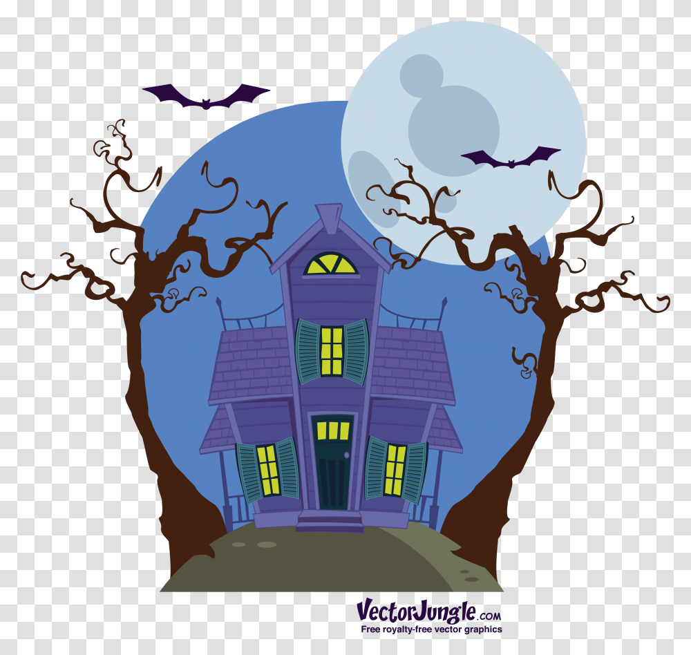 Haunted Clipart Moon Halloween Silhouettes Vector Graphics, Outer Space, Astronomy, Universe, Poster Transparent Png