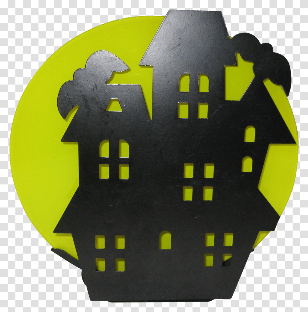 Haunted House Black Metal Silhouette Votive Candleholder Emblem, Sphere, Light, Robot Transparent Png