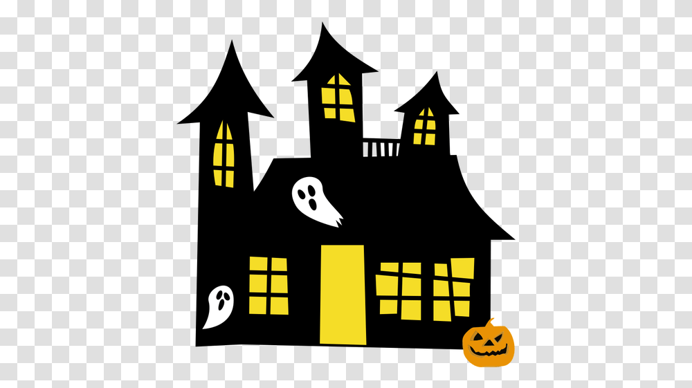 Haunted House Cartoon Drawing Halloween Haunted House Clipart, Pac Man, Poster, Advertisement Transparent Png