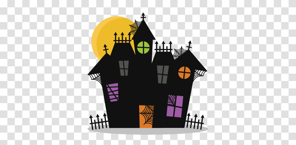 Haunted House Cutting Bat Halloween Cute, Building, Architecture, Poster Transparent Png