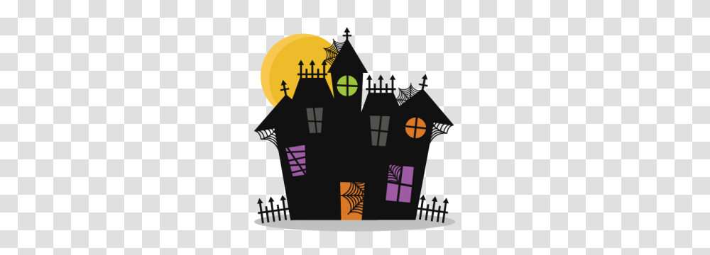 Haunted House Cutting Bat Halloween Cute, Poster, Advertisement Transparent Png